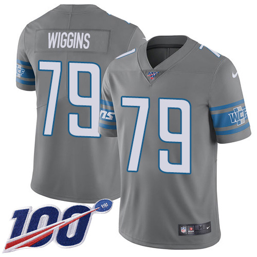 Nike Lions #79 Kenny Wiggins Gray Youth Stitched NFL Limited Rush 100th Season Jersey